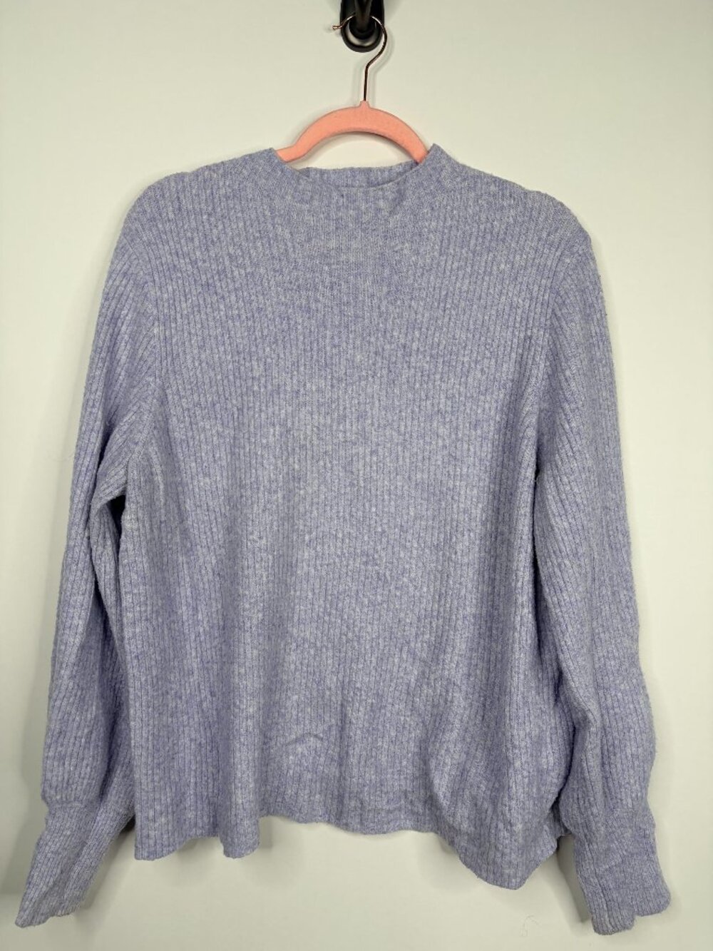 2/$30 J. Crew Ribbed Mockneck Sweater in Extra-soft Yarn Lilac XL #A2237 - Picture 4 of 7
